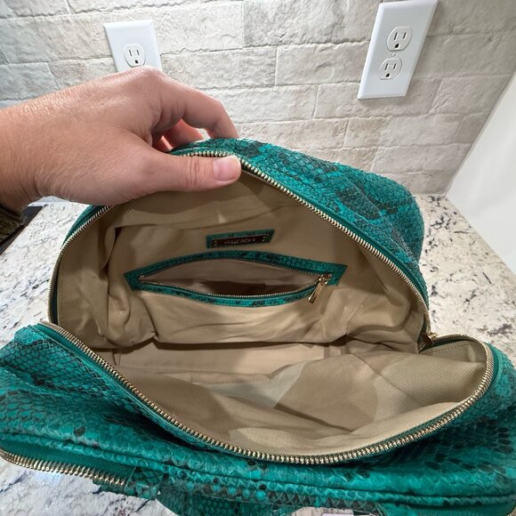 Jimmy Choo SUPER RARE EUC w/COA Justine Satchel Green Python Snakeskin - Picture 5 of 10